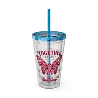 Together We Rise Butterfly Breast Cancer 16oz Tumbler with Straw