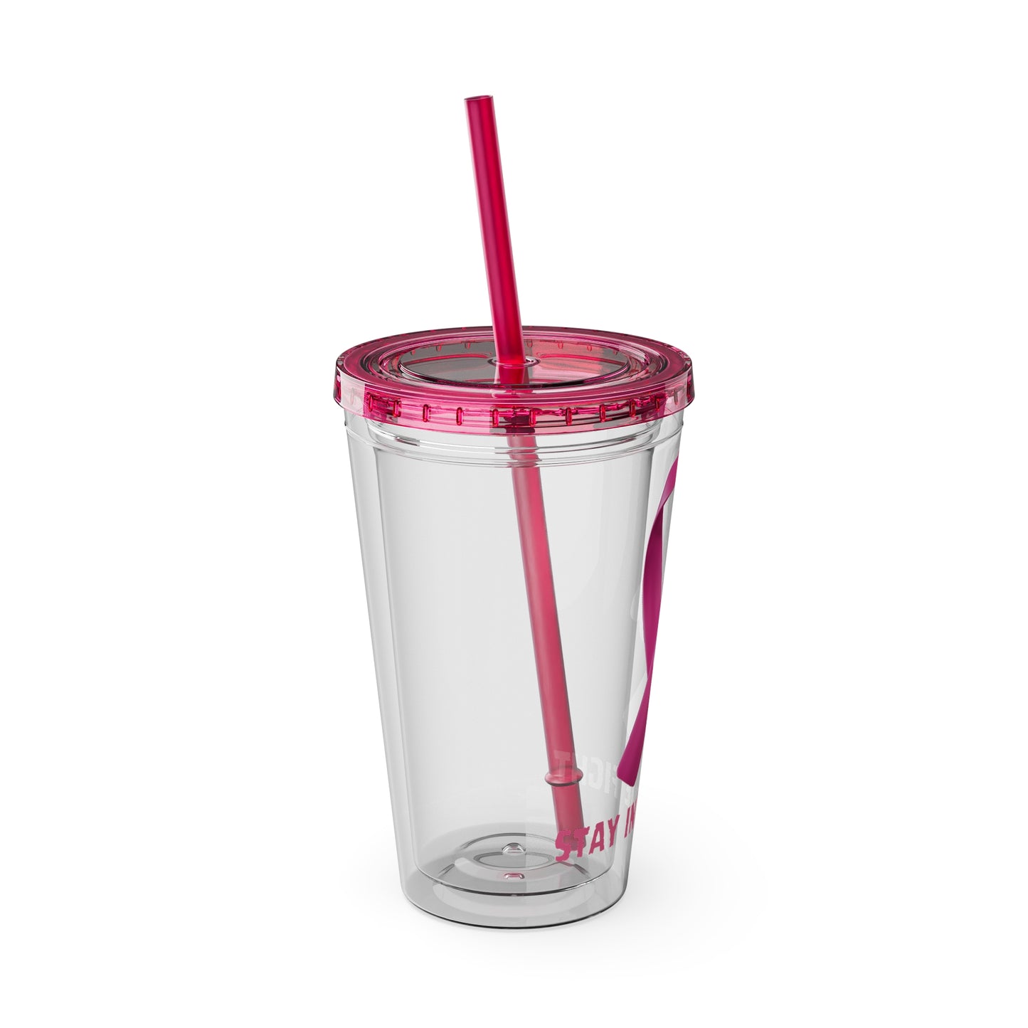 Pink Ribbon “Stay in the Fight” 16oz Tumbler with Straw
