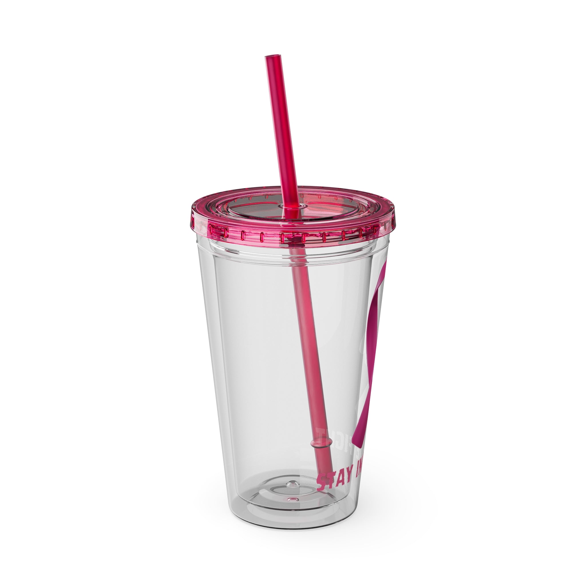 Pink Ribbon “Stay in the Fight” 16oz Tumbler with Straw