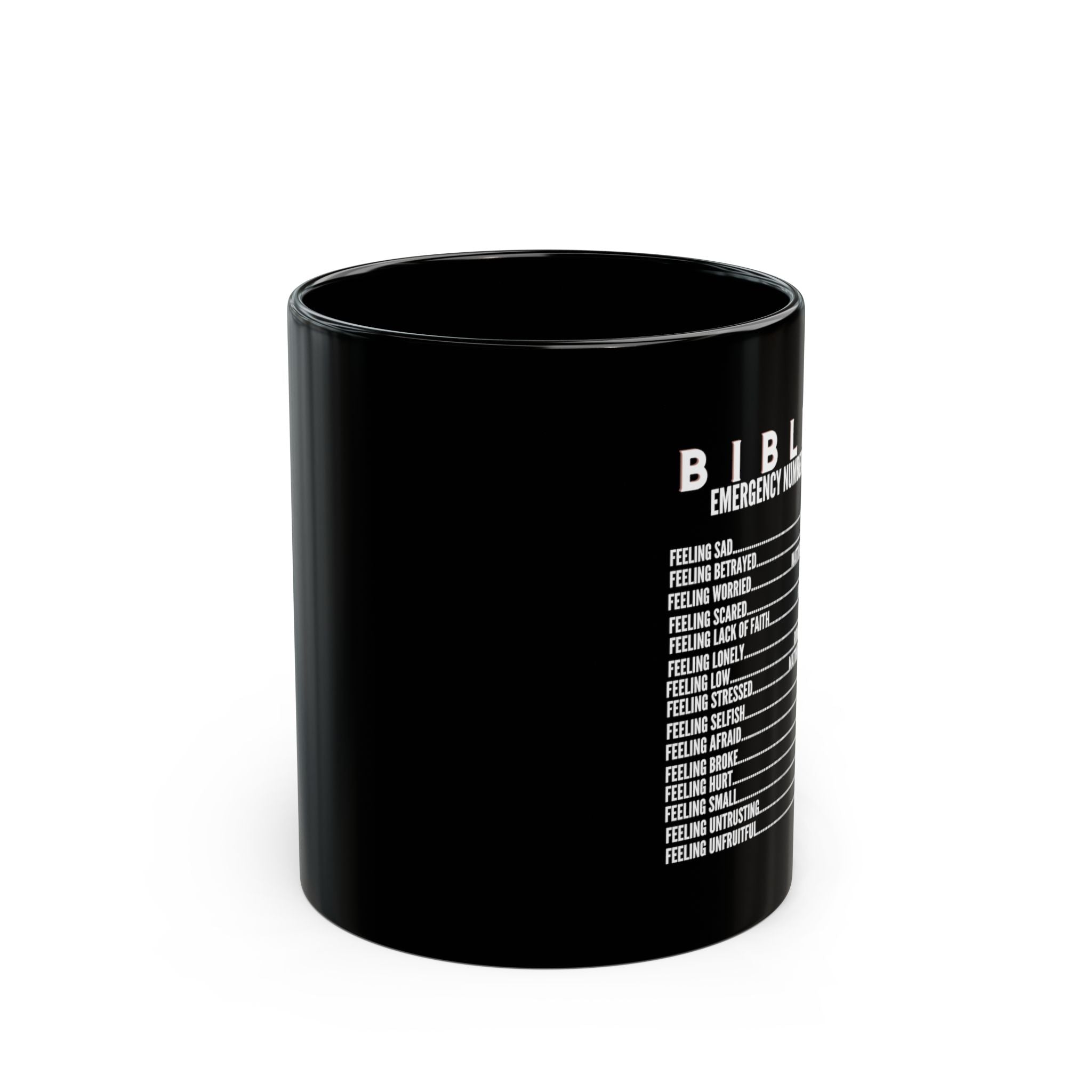 Bible Emergency Numbers Black Coffee Mug (11oz/15oz)