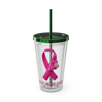 Pink Ribbon “Stay in the Fight” 16oz Tumbler with Straw