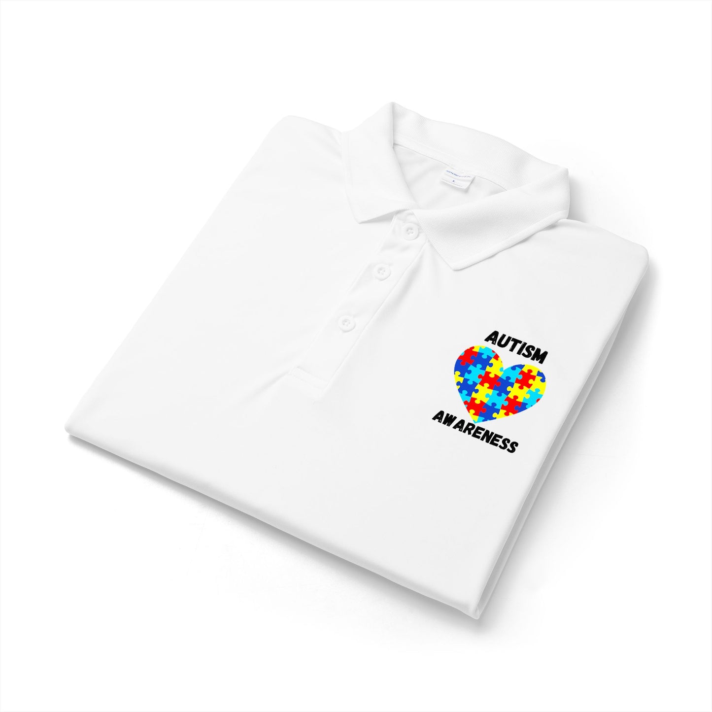 Autism Puzzle Heart Polo - Black