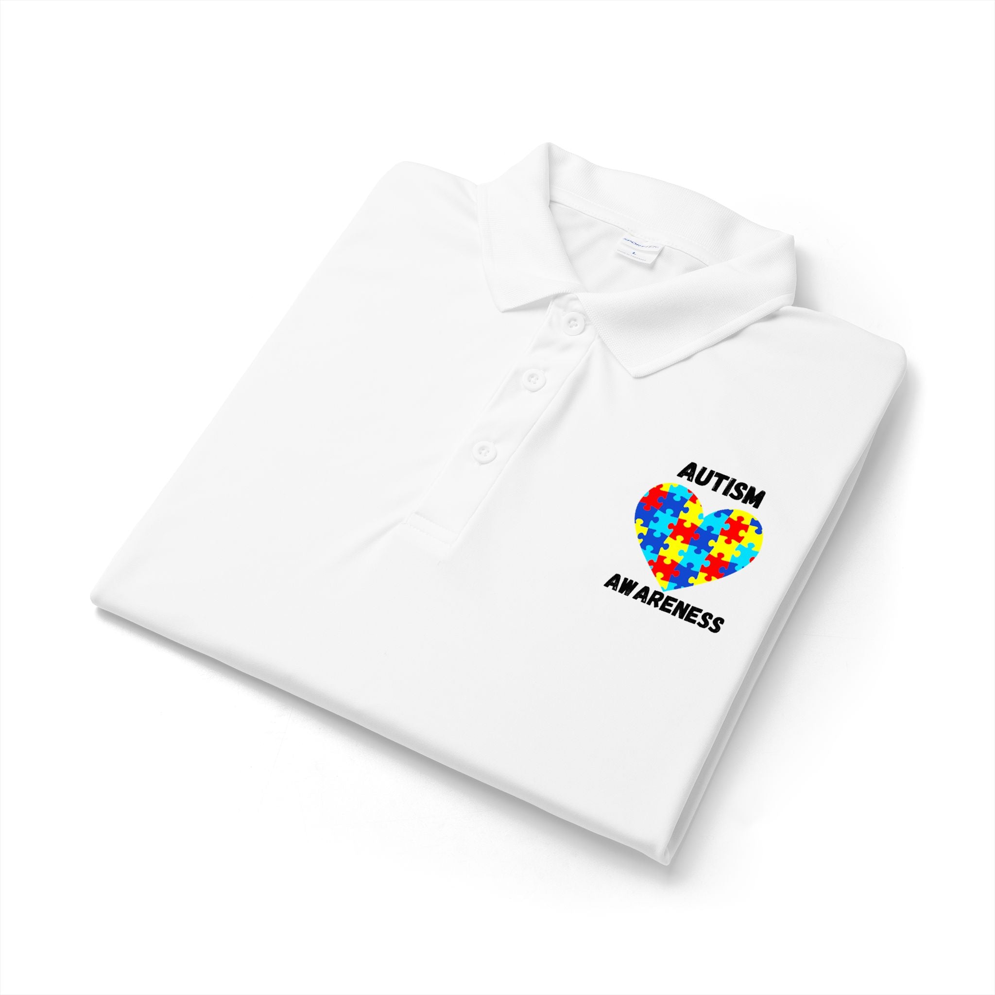 Autism Puzzle Heart Polo - Black