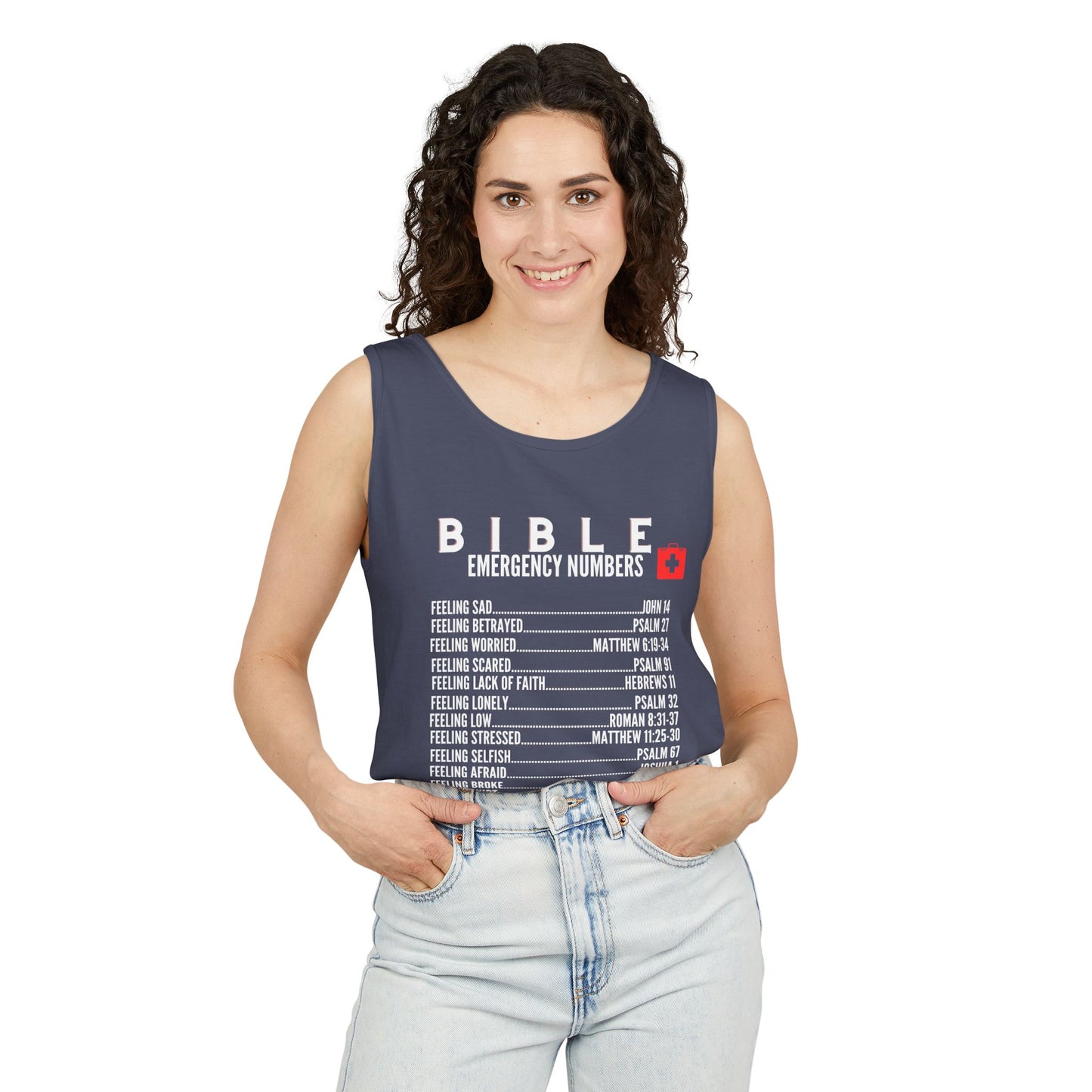 Bible Emergency Numbers Tank Top - White