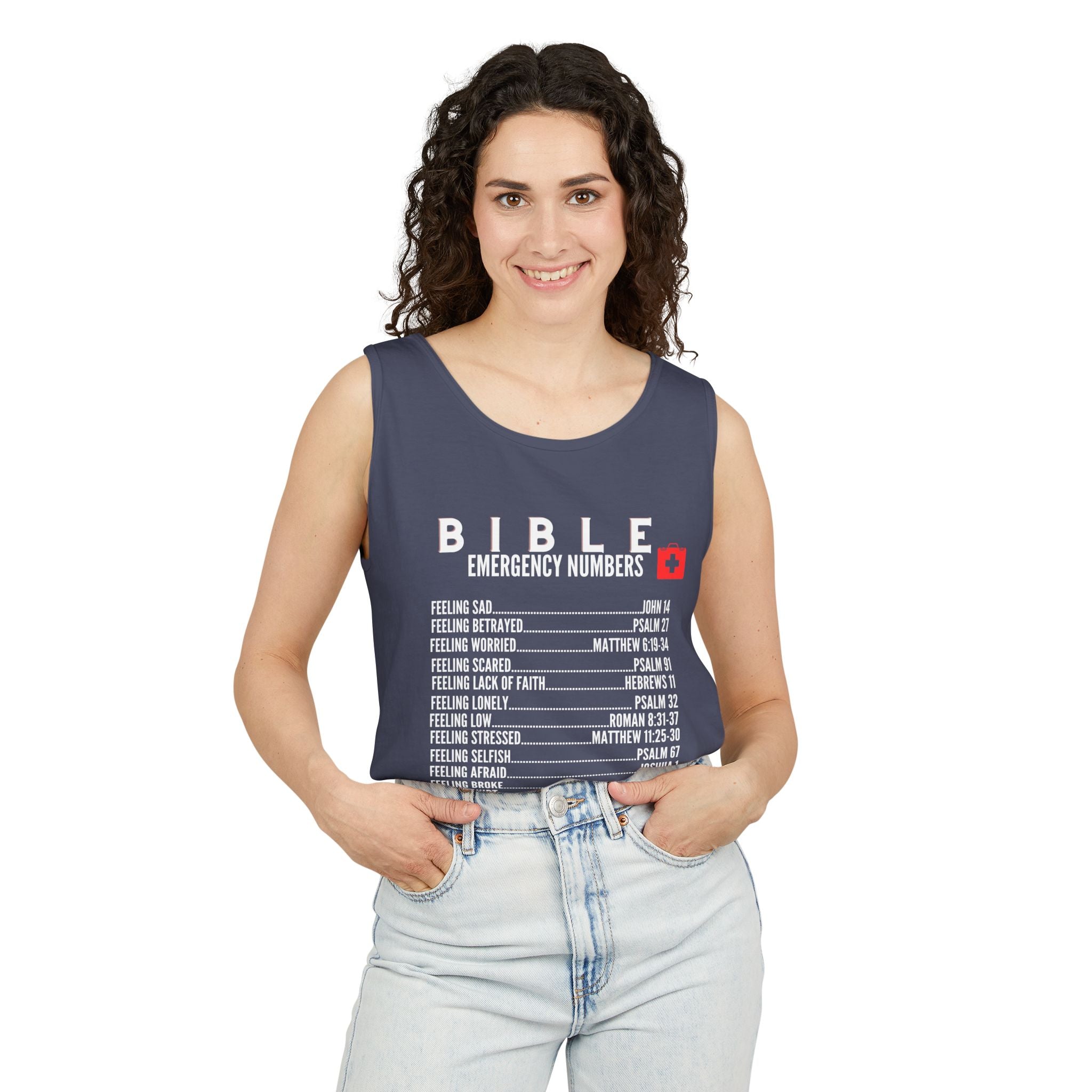Bible Emergency Numbers Tank Top - White