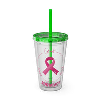 Breast Cancer Survivor 16oz Tumbler with Straw