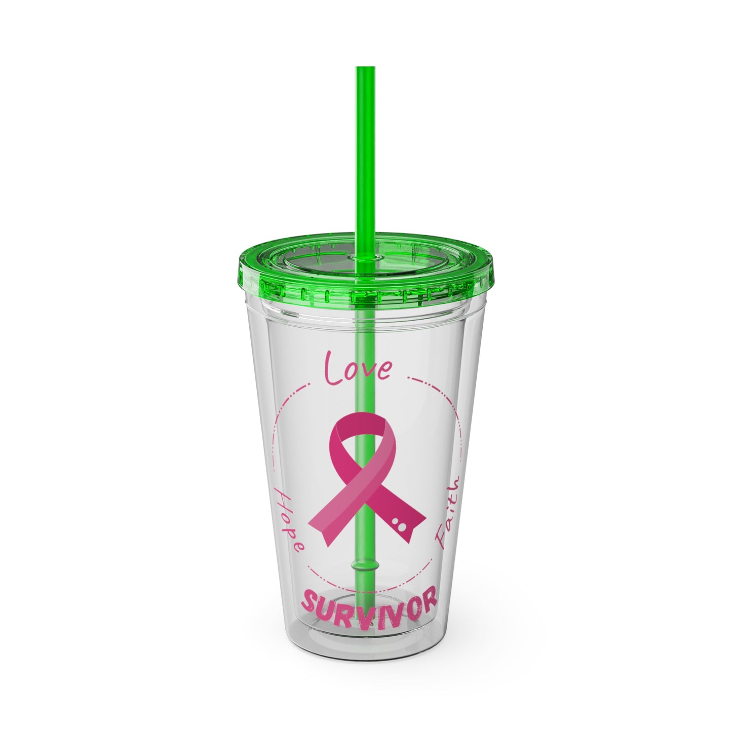 Breast Cancer Survivor 16oz Tumbler with Straw