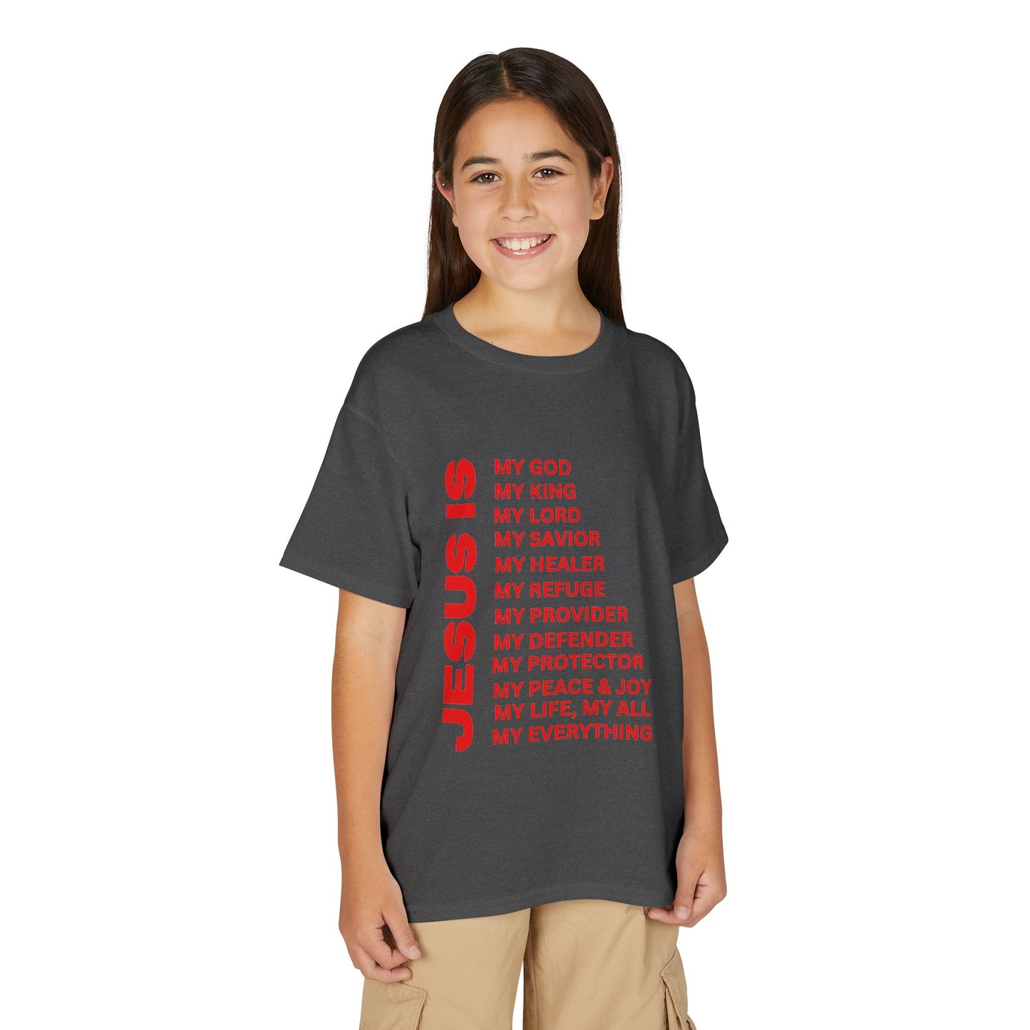 Christian JESUS IS Youth Short Sleeve - Red