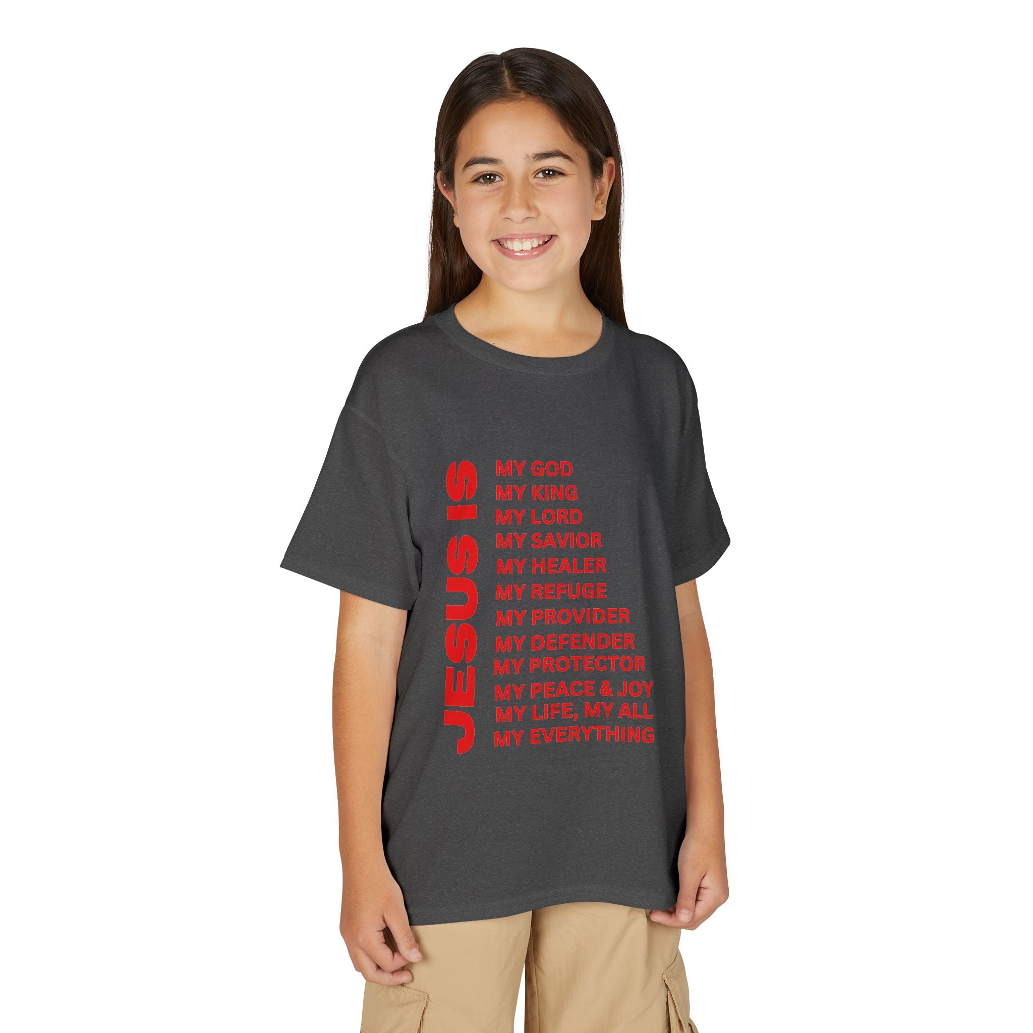 Christian JESUS IS Youth Short Sleeve - Red