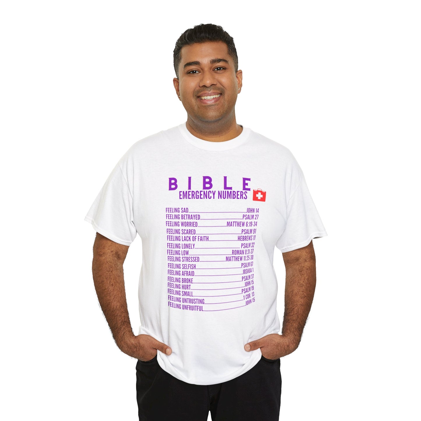 Bible Emergency Numbers Tee - Purple