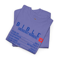 Bible Emergency Numbers Tee - Blue