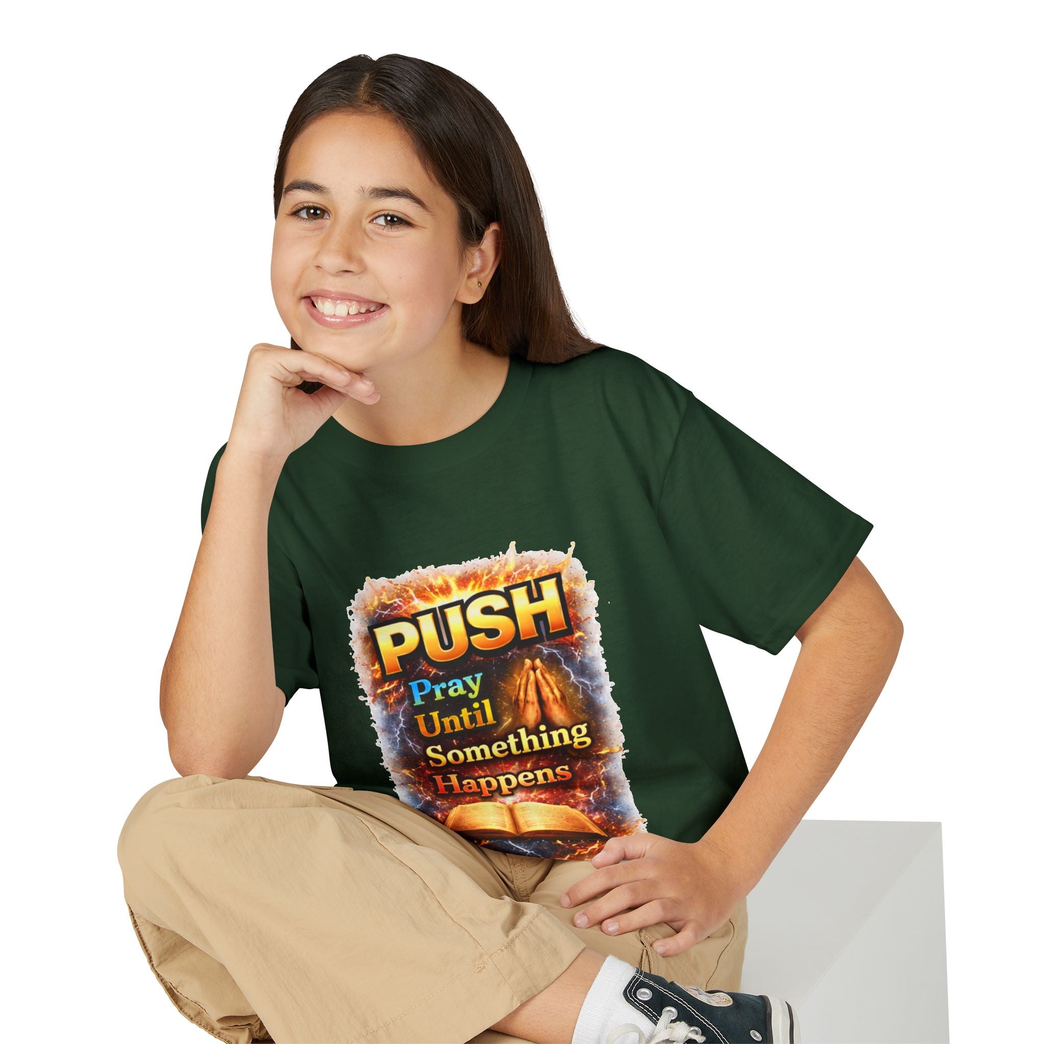 "Push: Pray Until Something Happens" Youth T-shirt - Bible