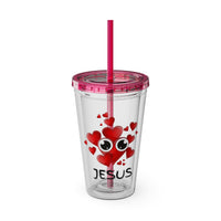 Jesus Heart Love 16oz Tumbler with Straw