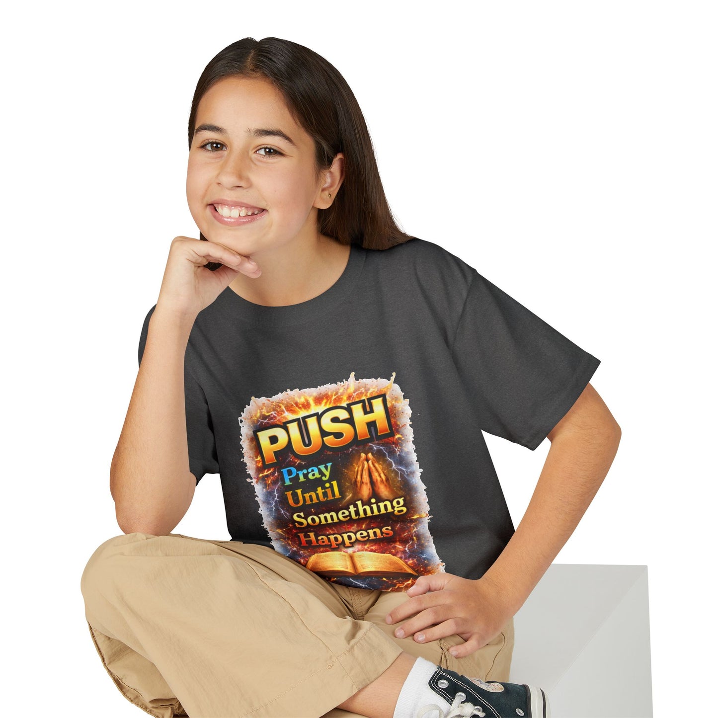 "Push: Pray Until Something Happens" Youth T-shirt - Bible