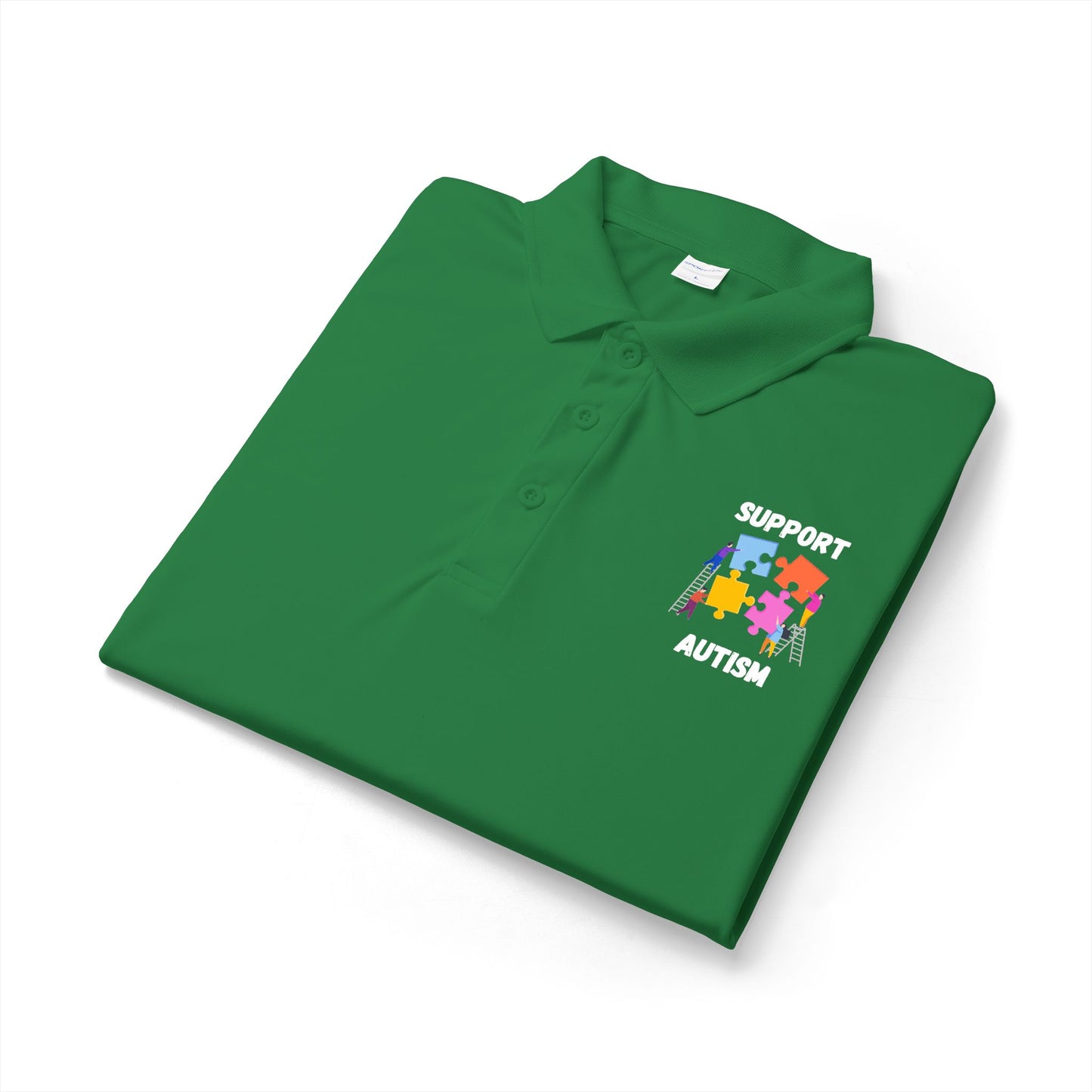 Autism Puzzle Piece Polo Shirt - White