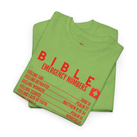 Bible Emergency Numbers Tee - Red