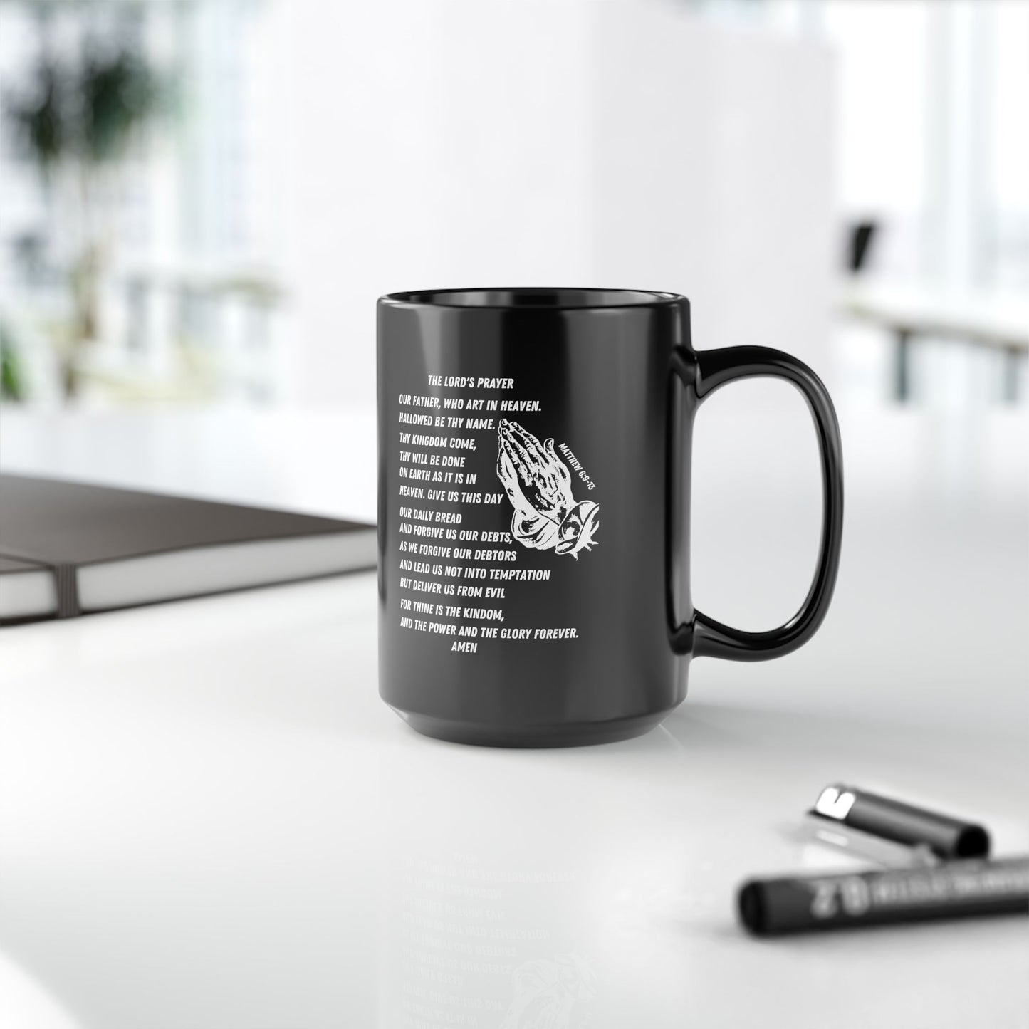 The Lord’s Prayer Black Coffee Mug (11oz/15oz)