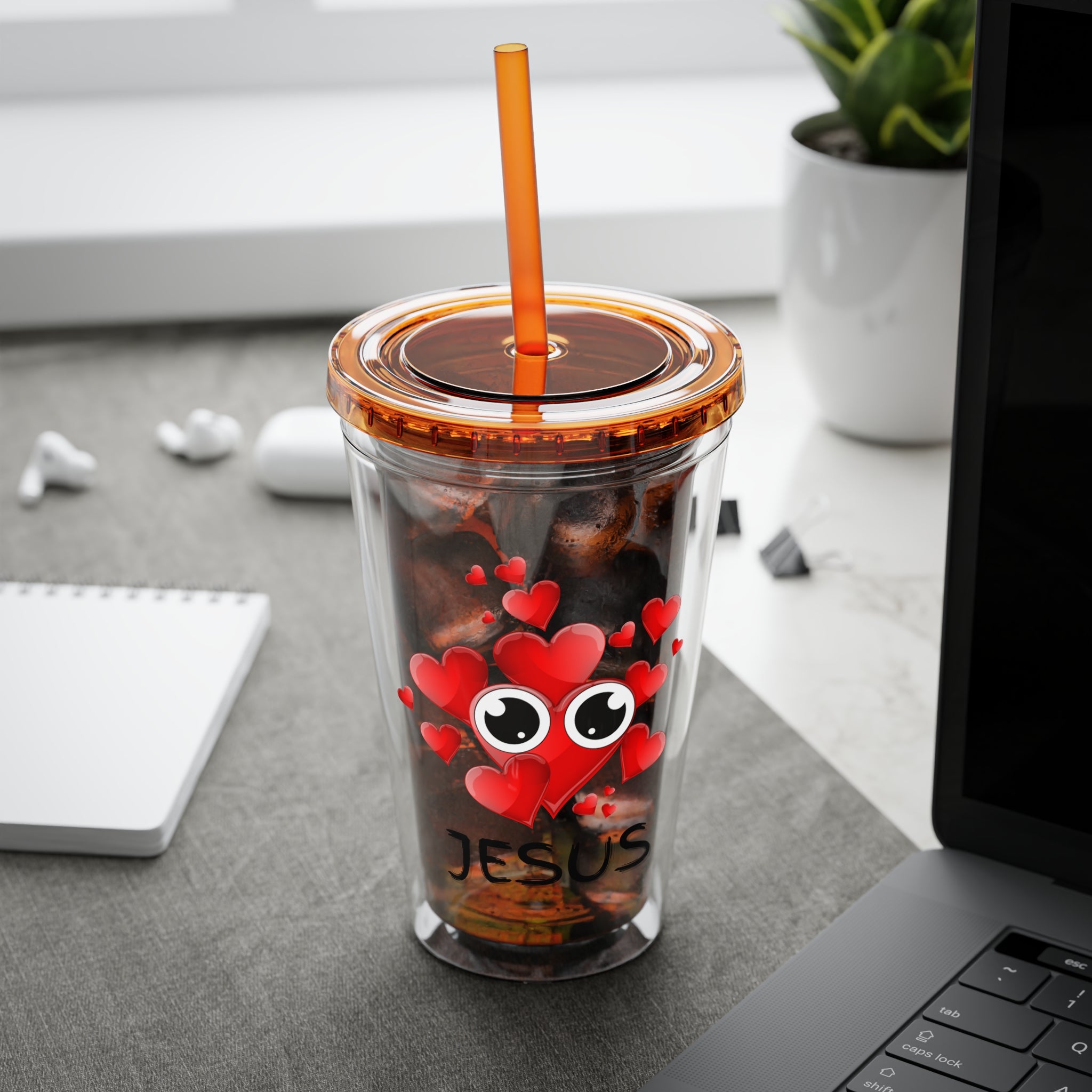 Jesus Heart Love 16oz Tumbler with Straw