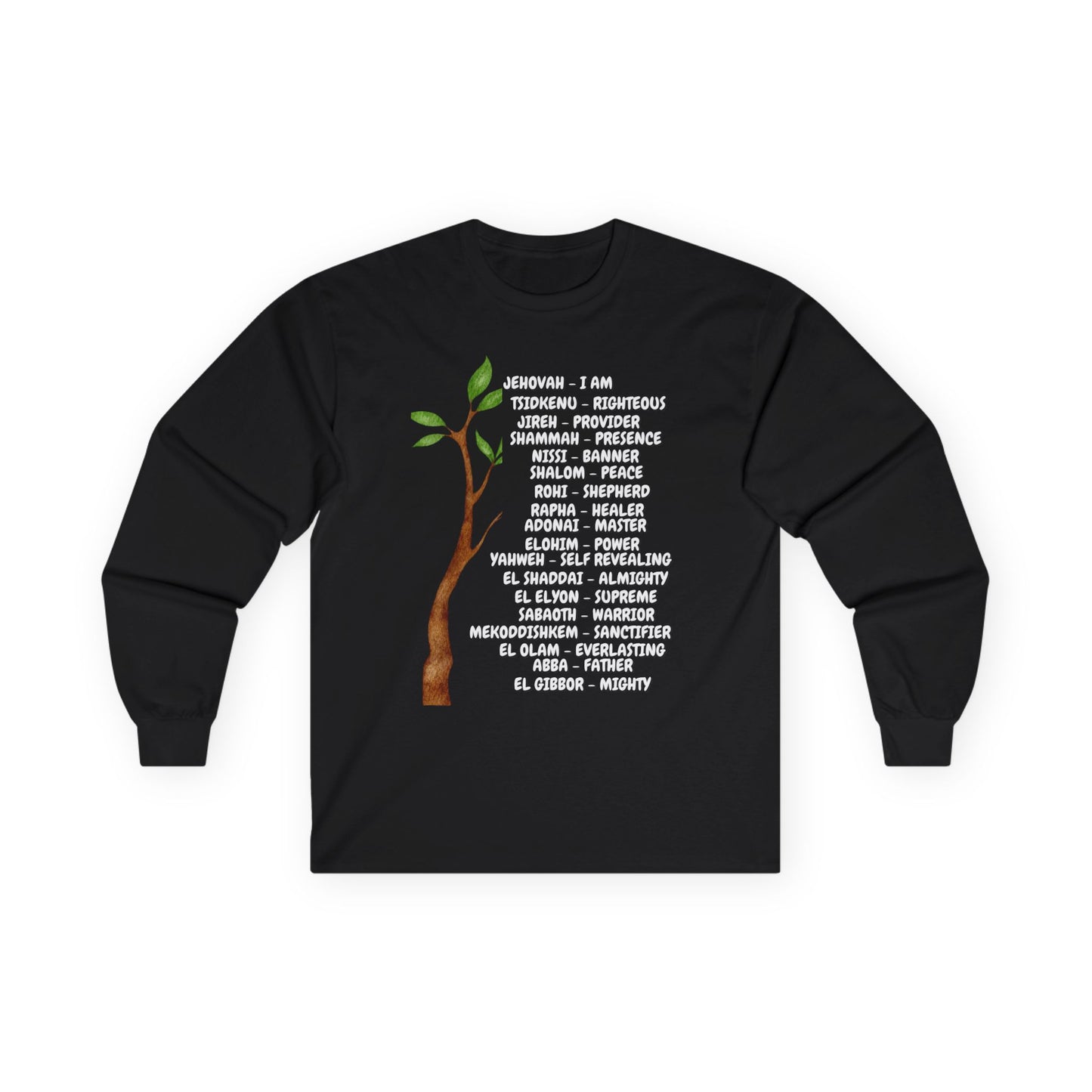 Characteristic Names of God Long Sleeve Tee - White
