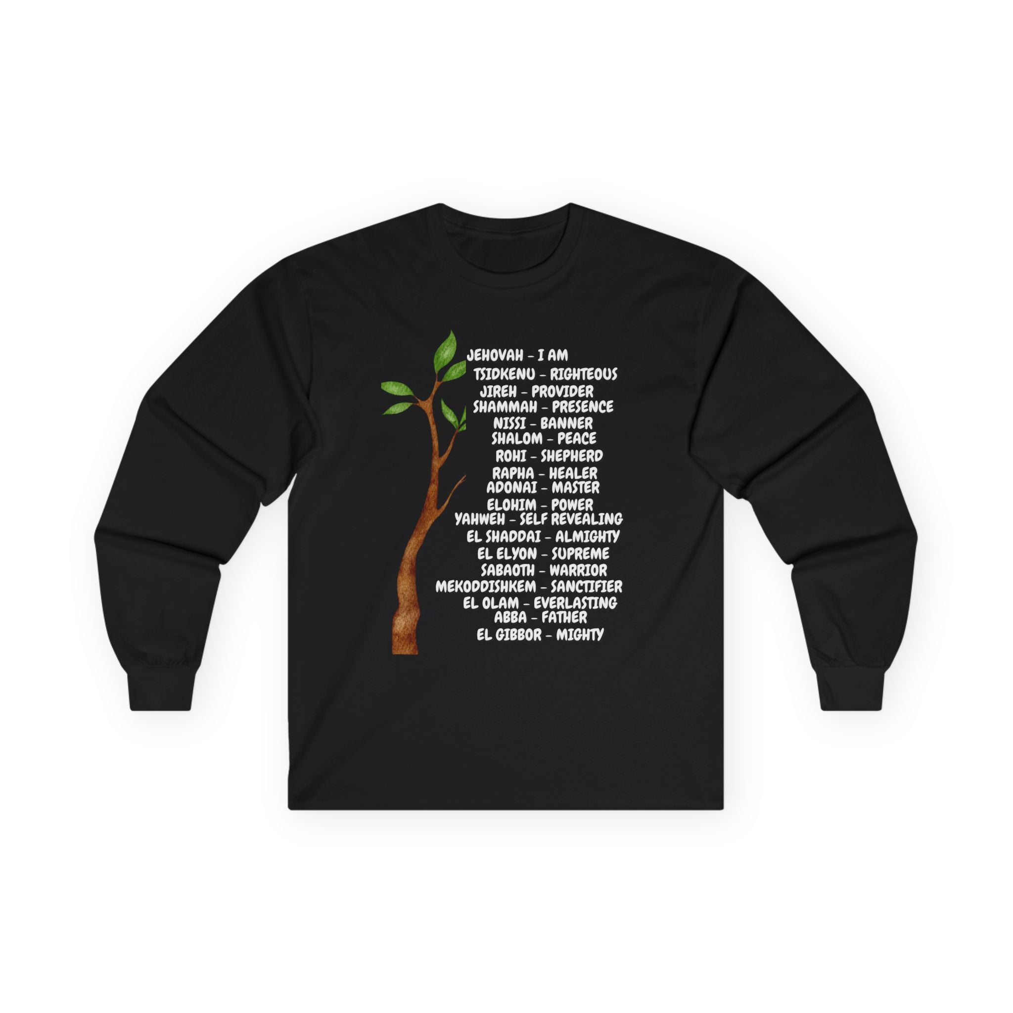 Characteristic Names of God Long Sleeve Tee - White