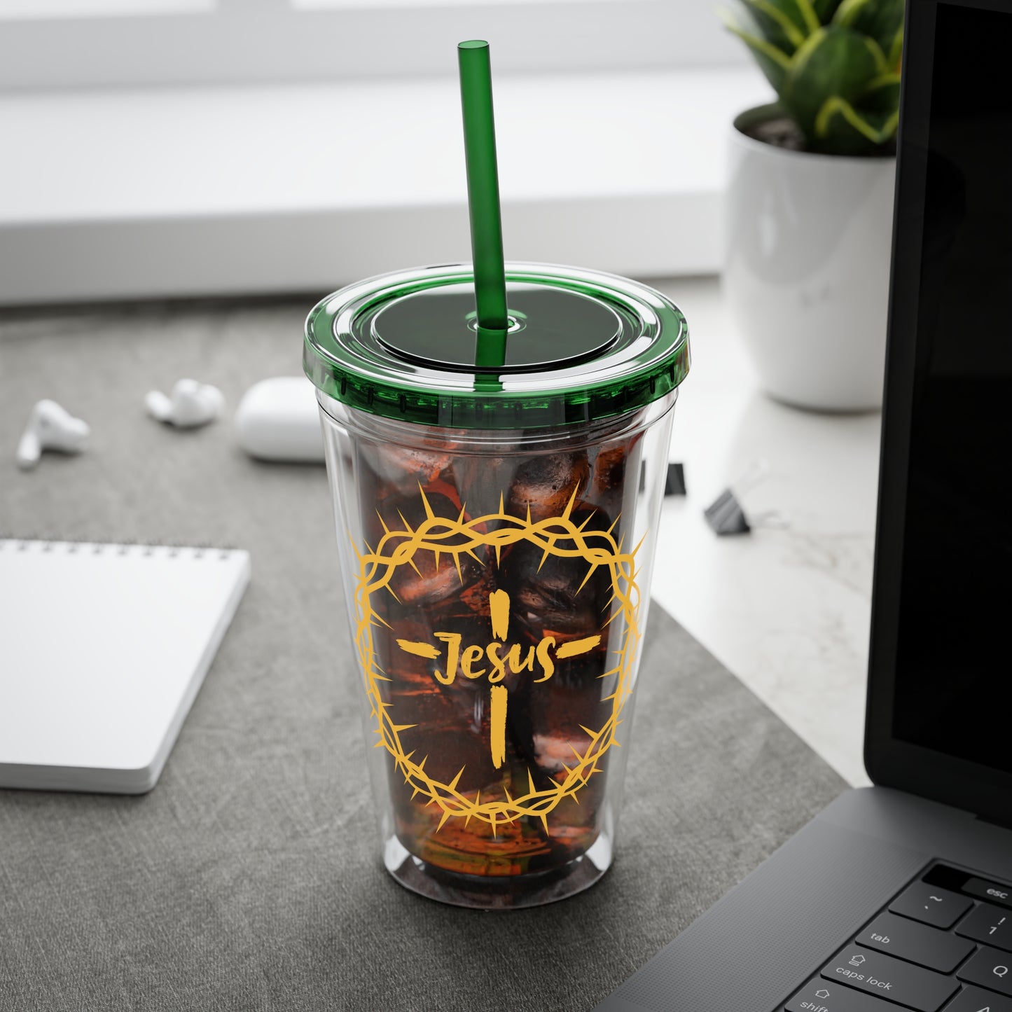Jesus Crown of Thorns 16oz Tumbler with Straw