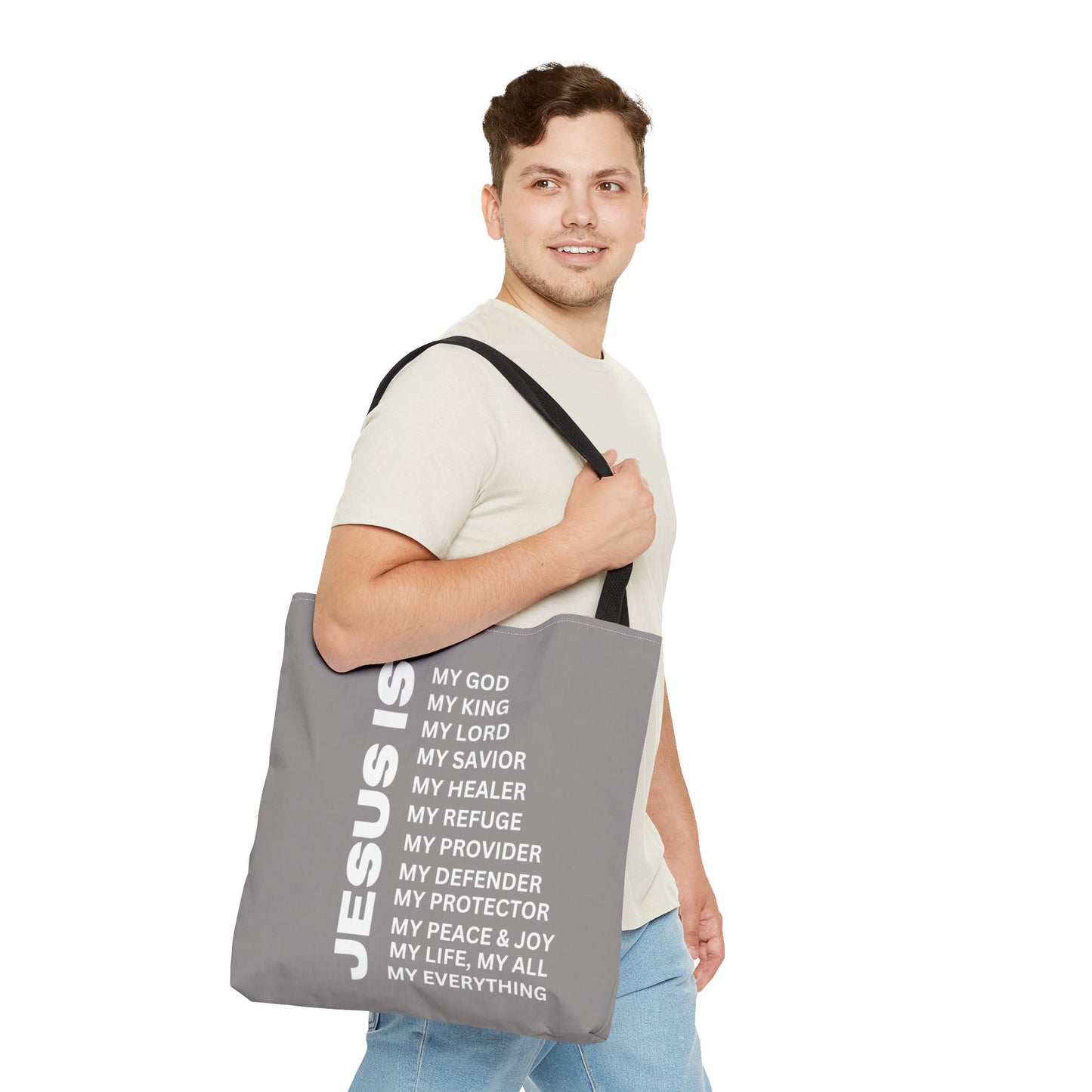 Christian JESUS IS Tote Bag - Grey