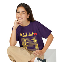 Bible Emergency Numbers Youth T-Shirt — Yellow