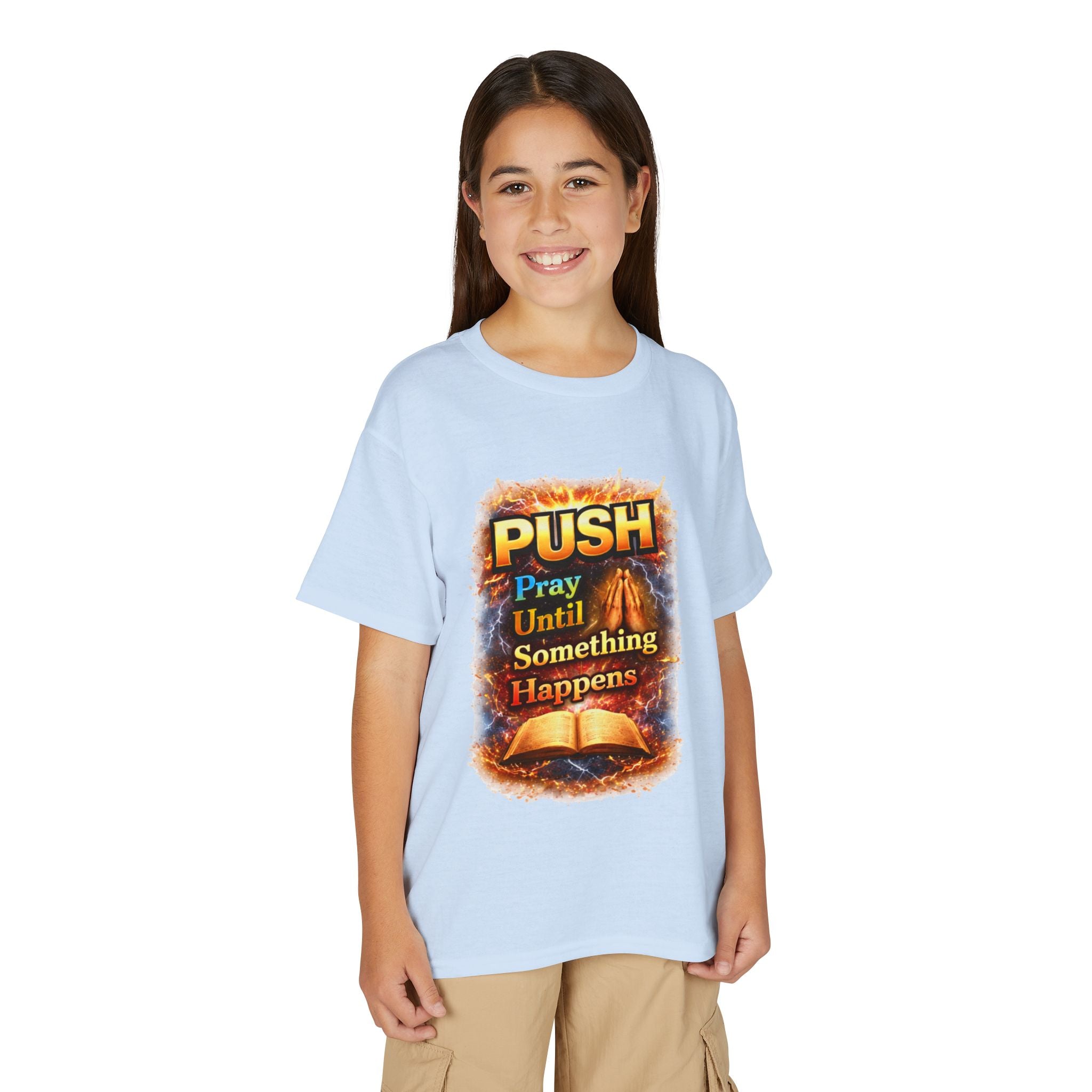 "Push: Pray Until Something Happens" Youth T-shirt - Bible