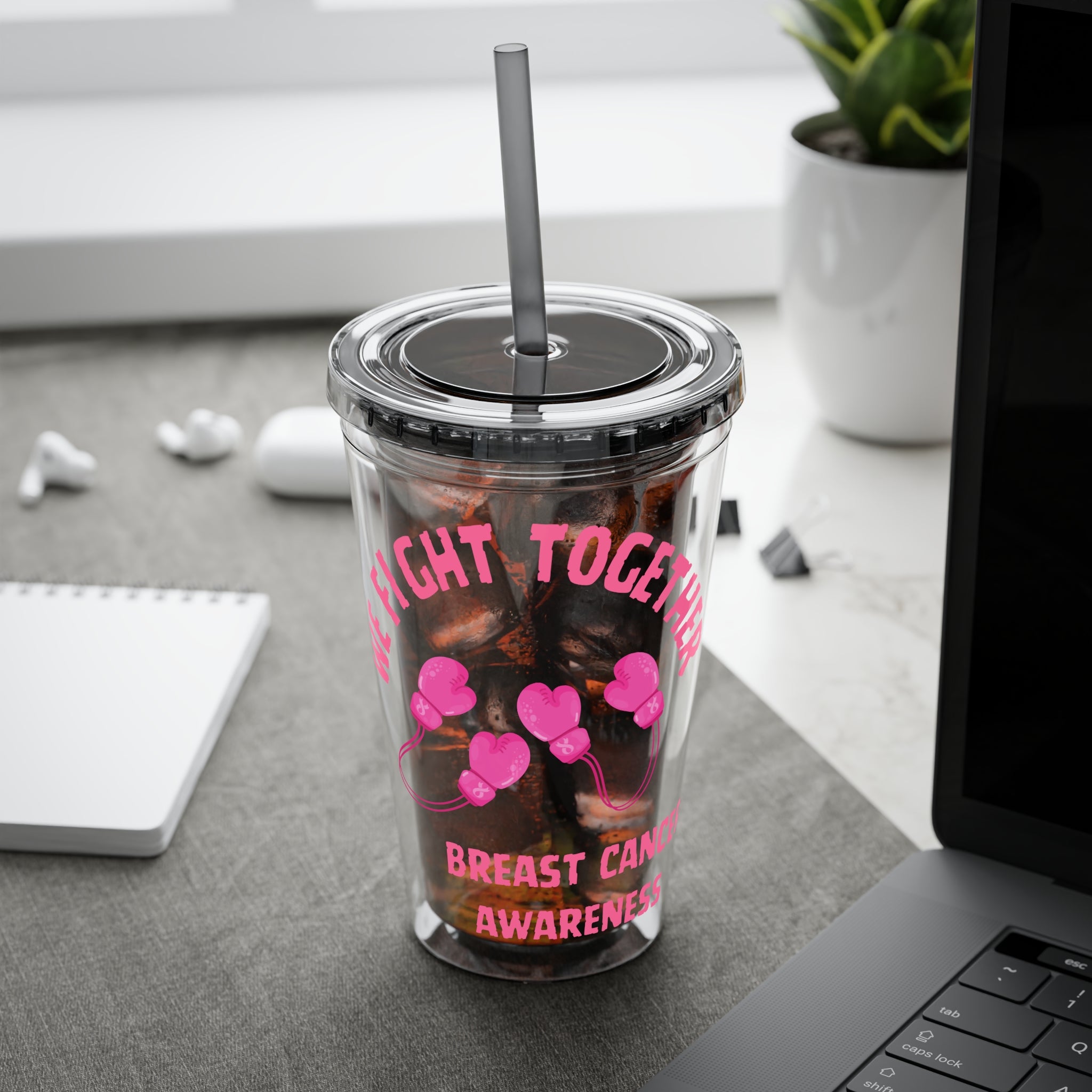 "We Fight Together" 16oz Tumbler with Straw Cup