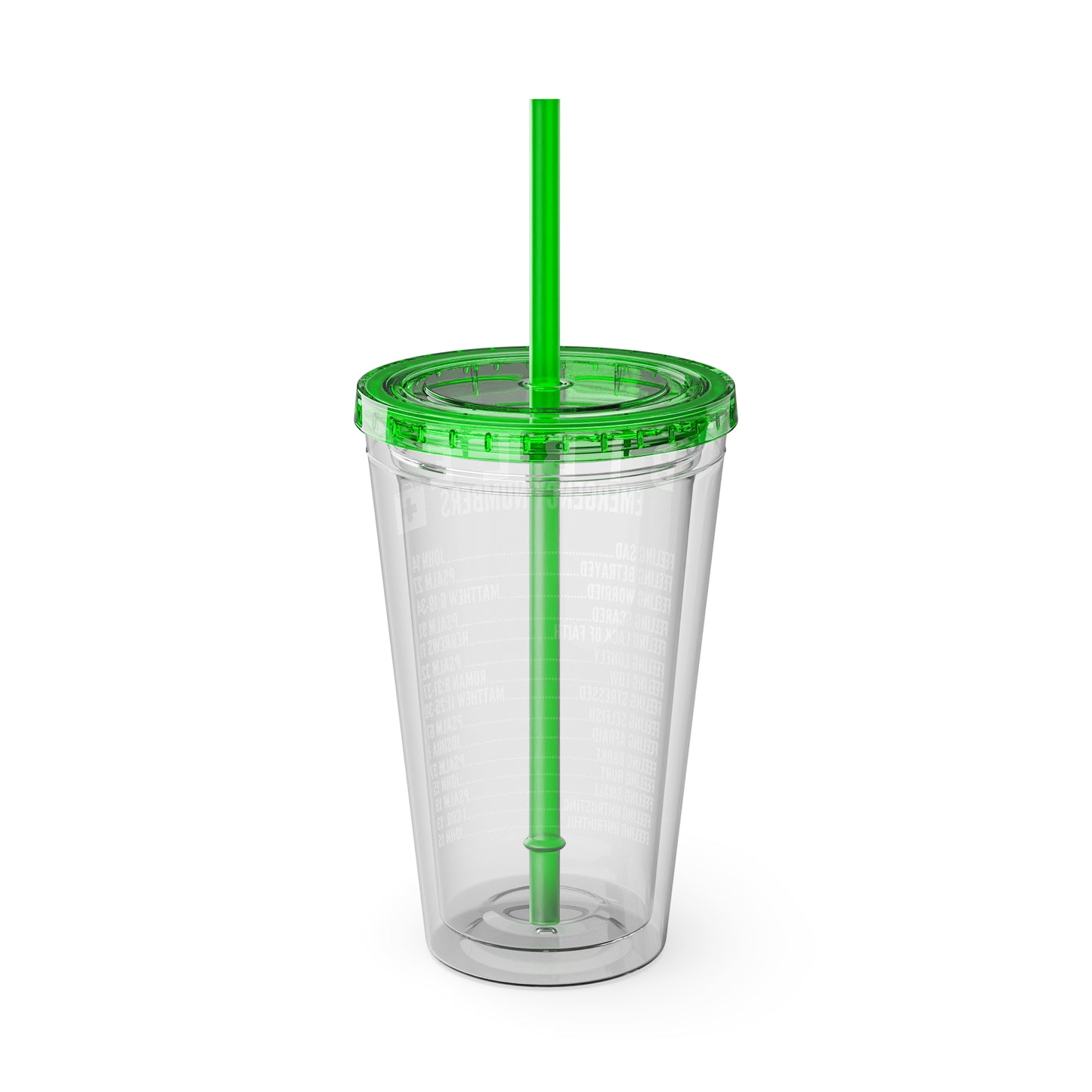 Bible Emergency Numbers 16oz Tumbler with Straw