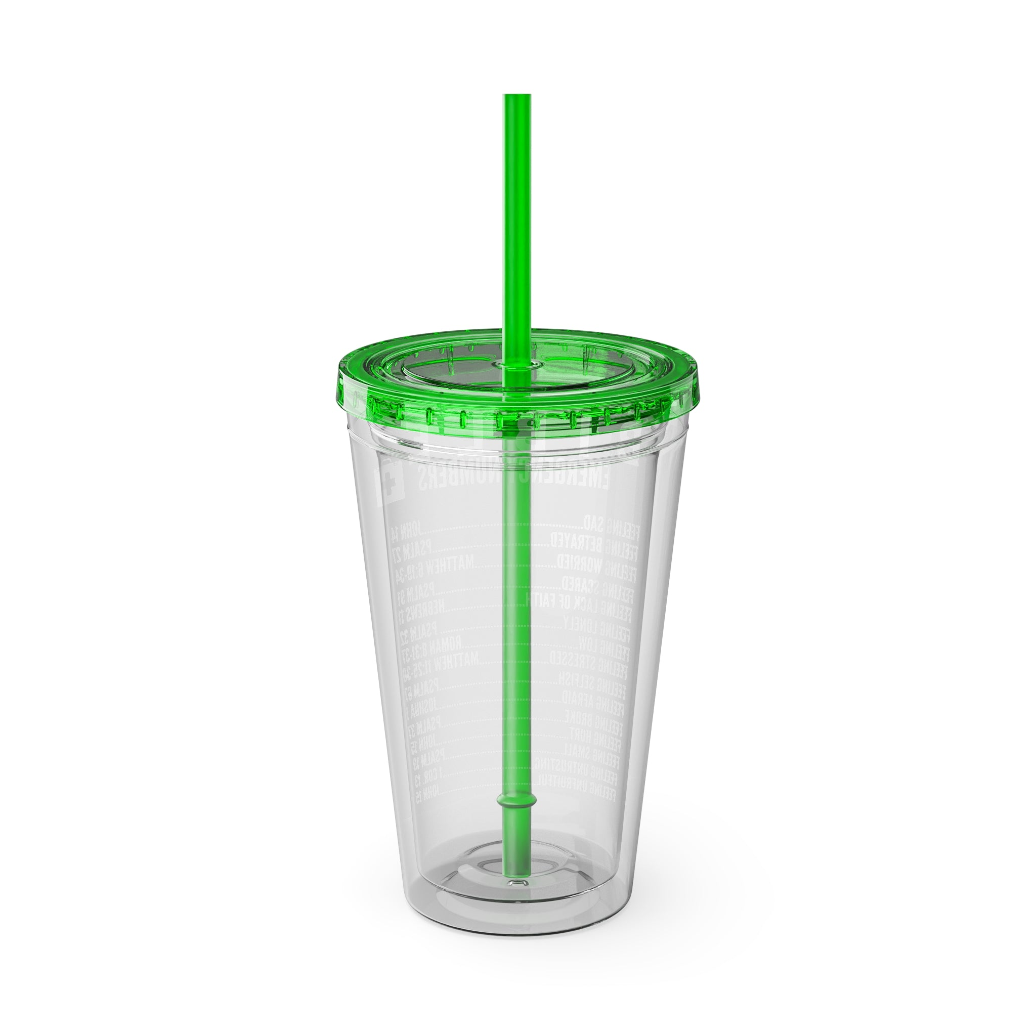 Bible Emergency Numbers 16oz Tumbler with Straw