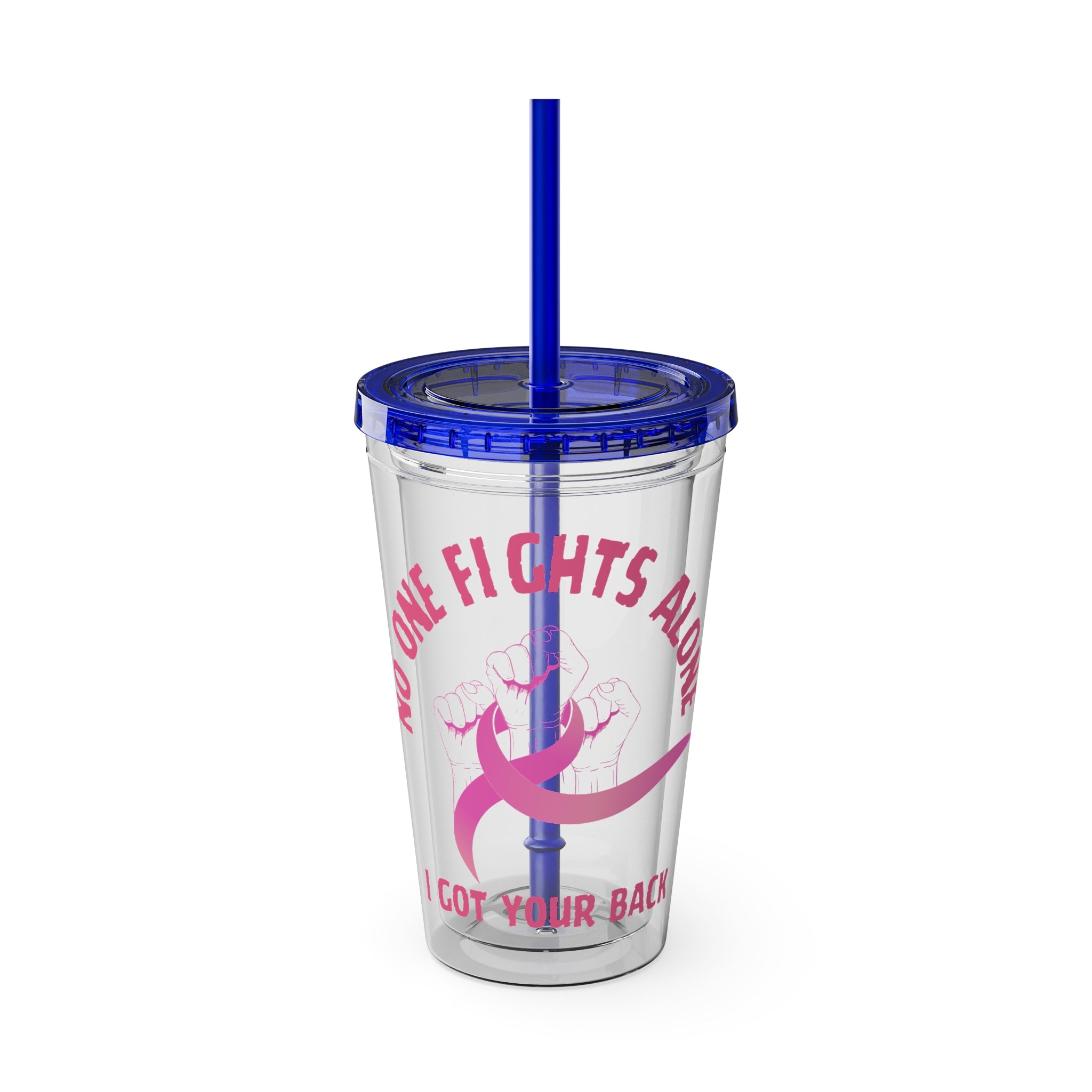 "No One Fights Alone" 16oz Tumbler with Straw