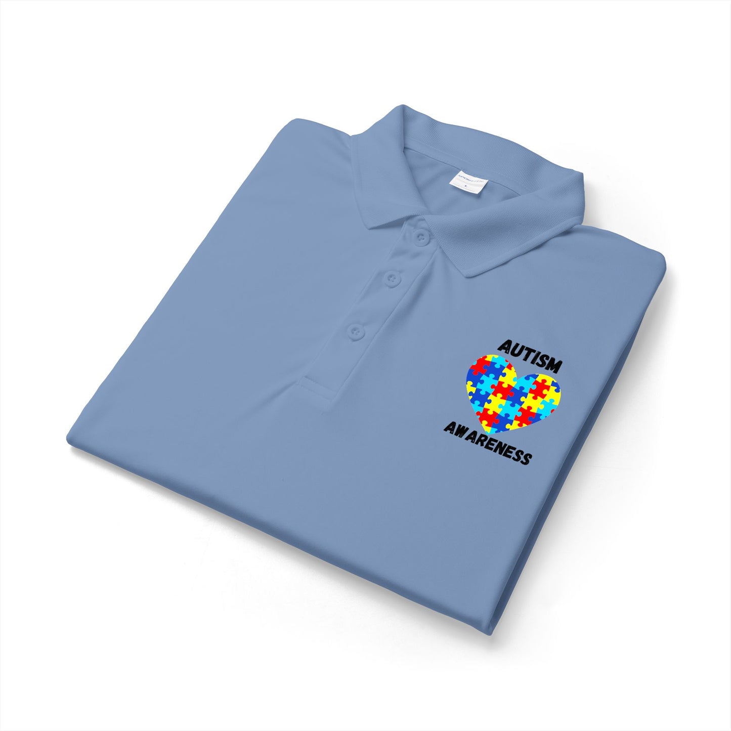 Autism Puzzle Heart Polo - Black