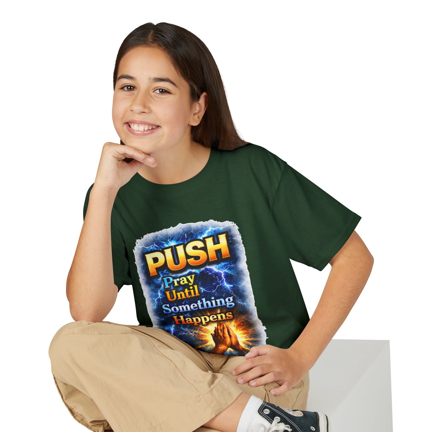"Push: Pray Until Something Happens" Youth T-shirt - Hands