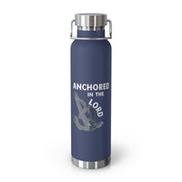 "Anchored in the Lord" 22oz Insulated Water Bottle — White