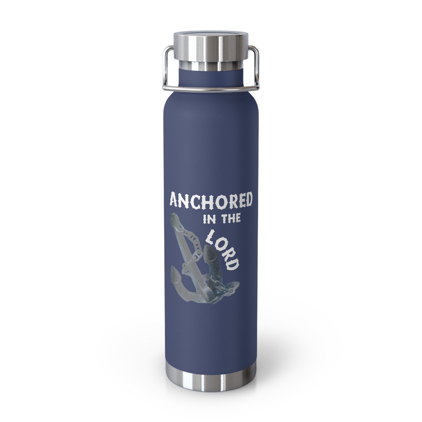 "Anchored in the Lord" 22oz Insulated Water Bottle — White
