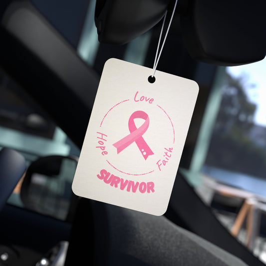Survivor Pink Ribbon Car Air Freshener — Hope Love Faith Breast Cancer Awareness
