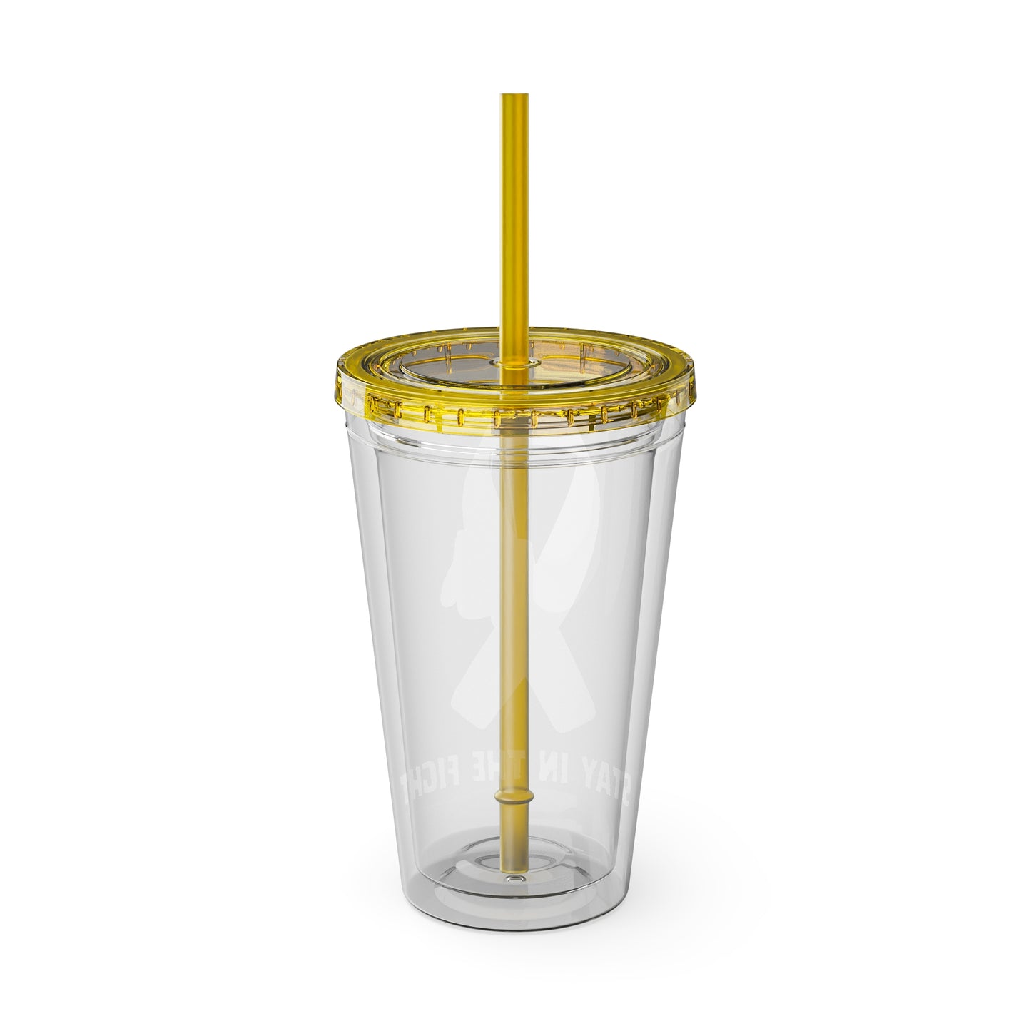 Pink Ribbon “Stay in the Fight” 16oz Tumbler with Straw