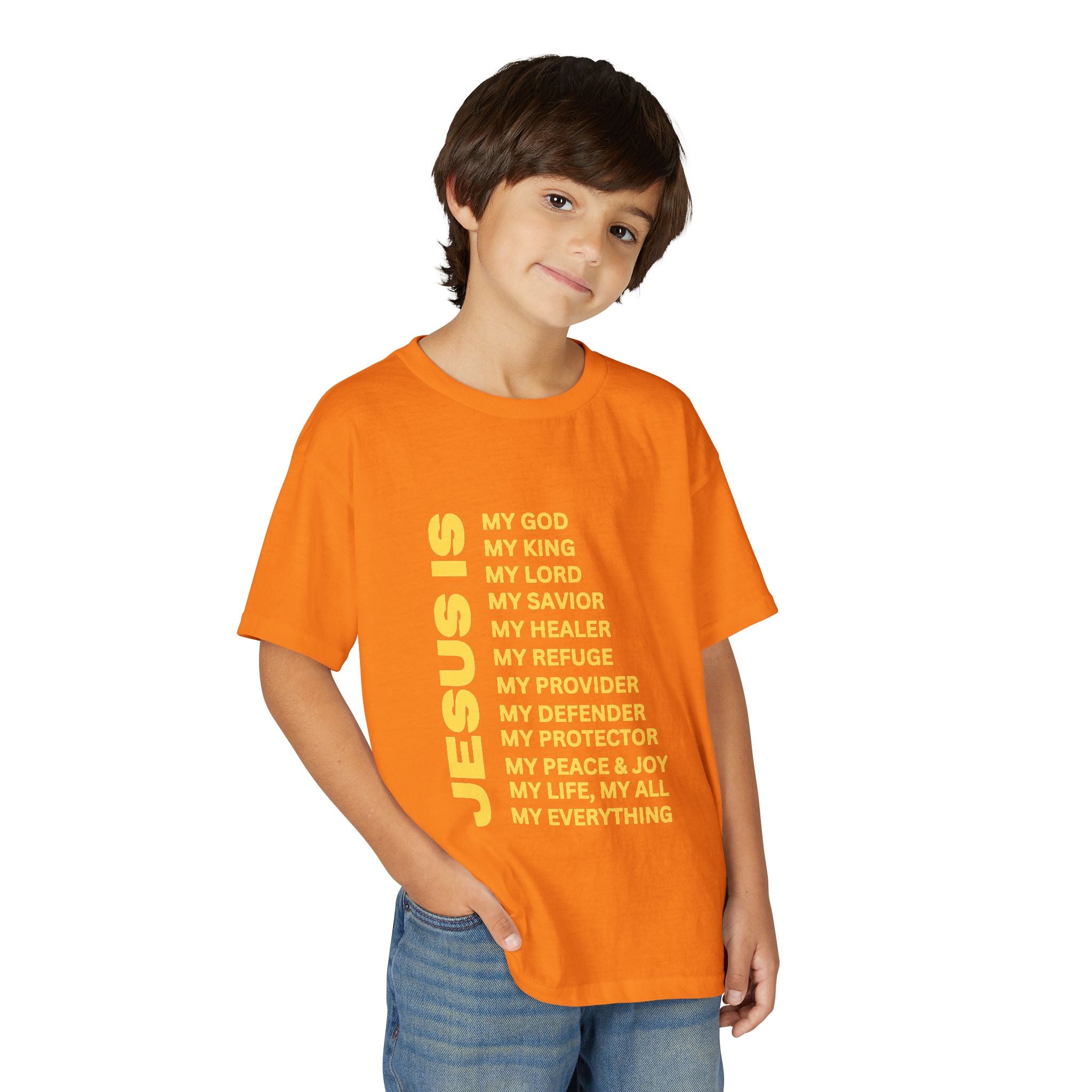 Christian JESUS IS Youth Short Sleeve - Yellow