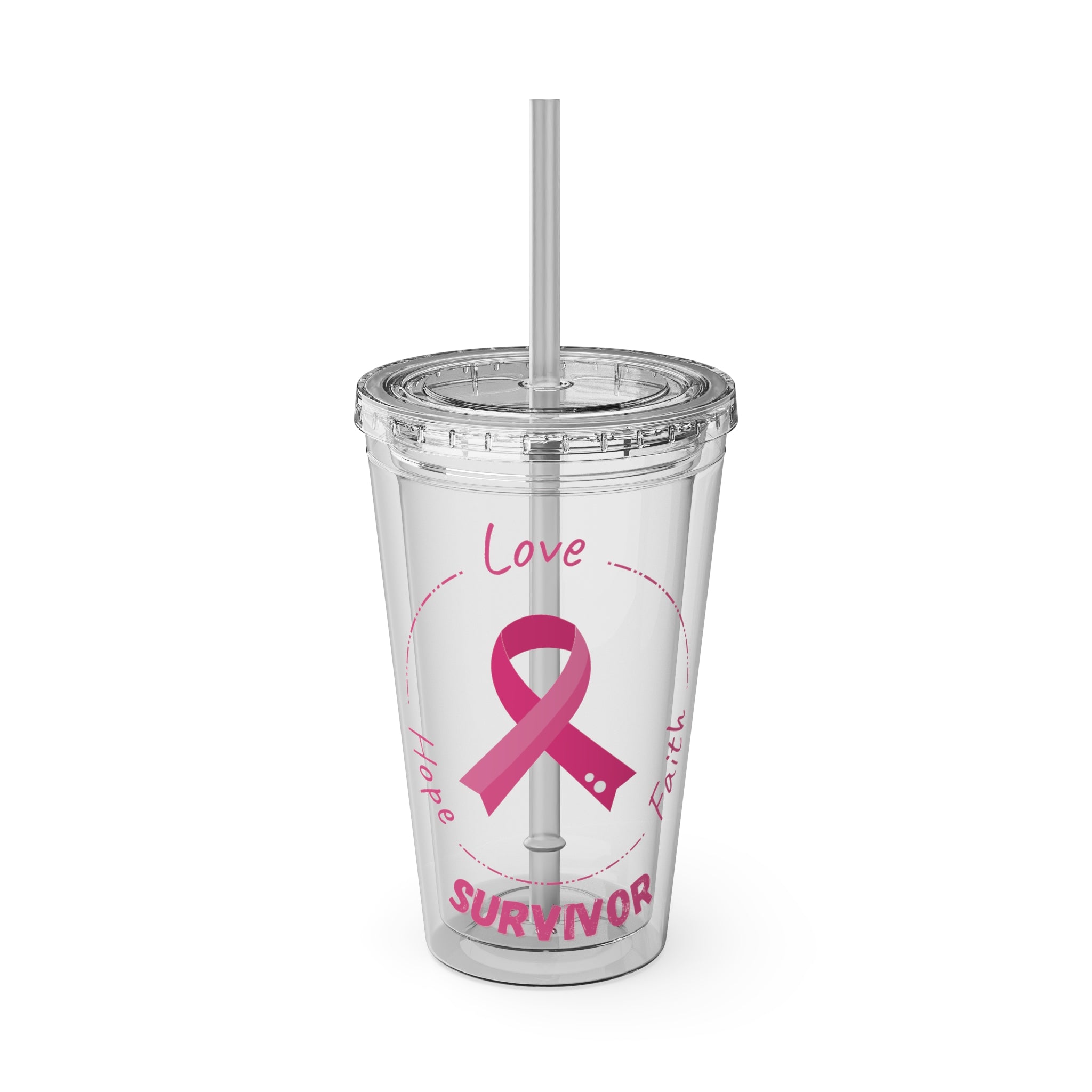 Breast Cancer Survivor 16oz Tumbler with Straw