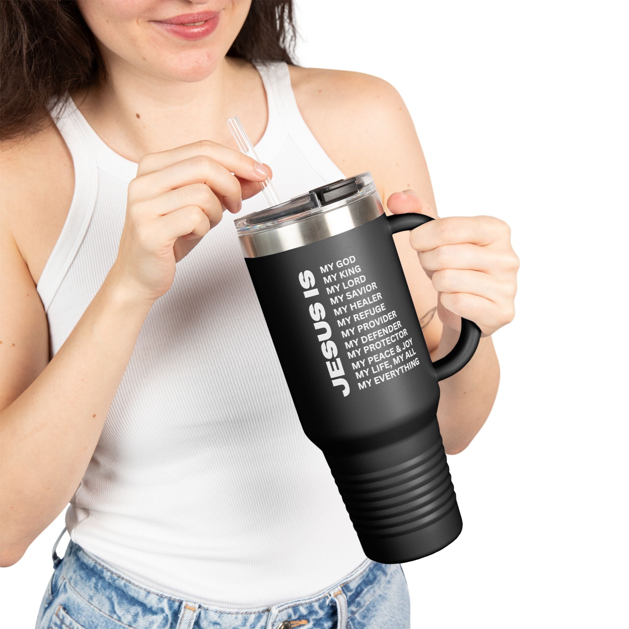 Christian JESUS IS Insulated Travel Mug, 40oz White