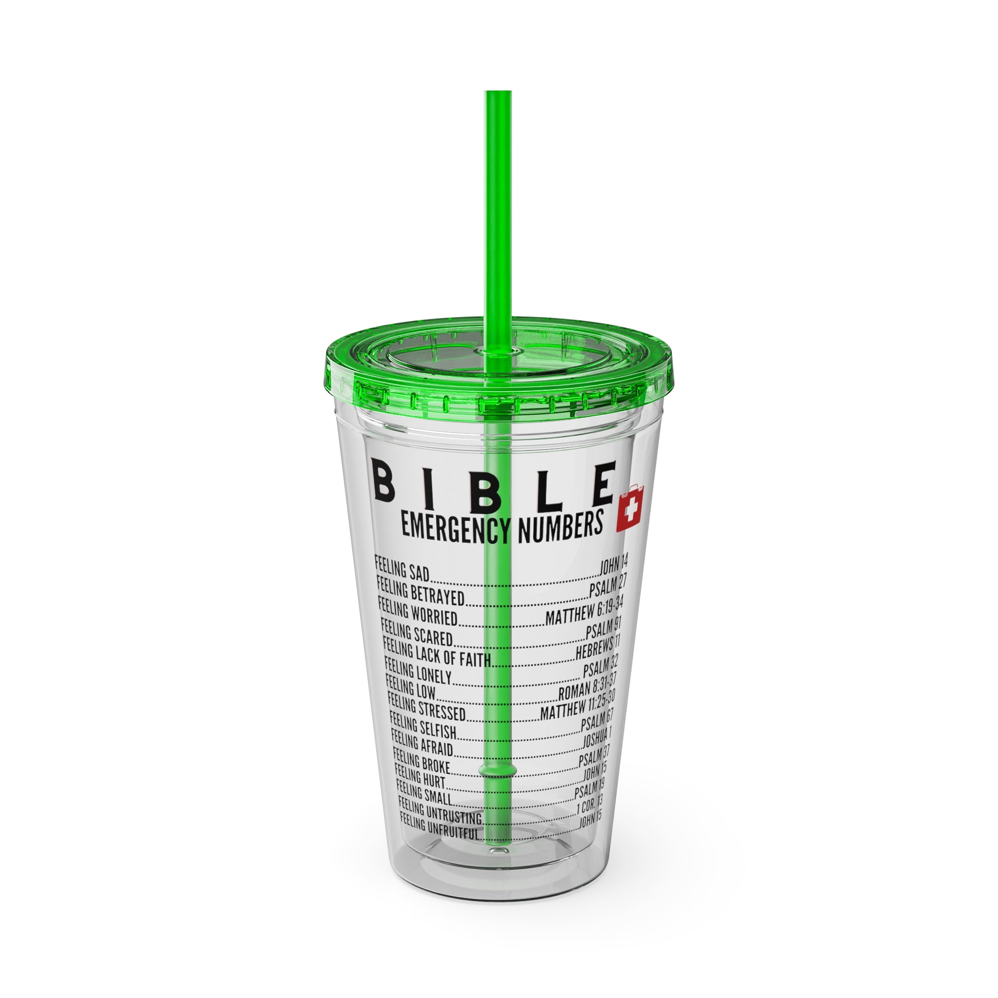 Bible Emergency Numbers 16oz Tumbler with Straw
