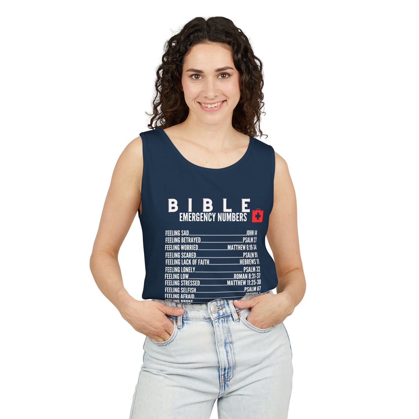 Bible Emergency Numbers Tank Top - White