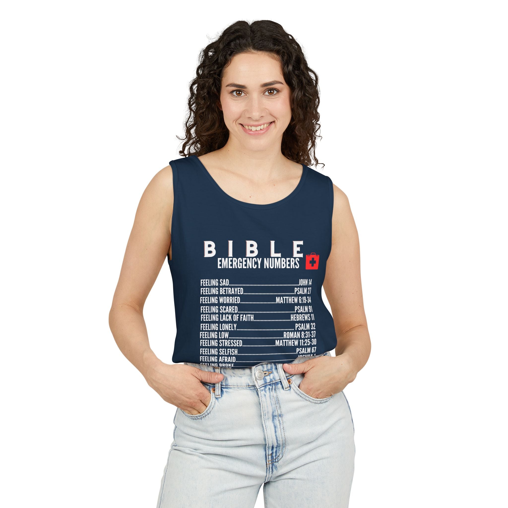 Bible Emergency Numbers Tank Top - White
