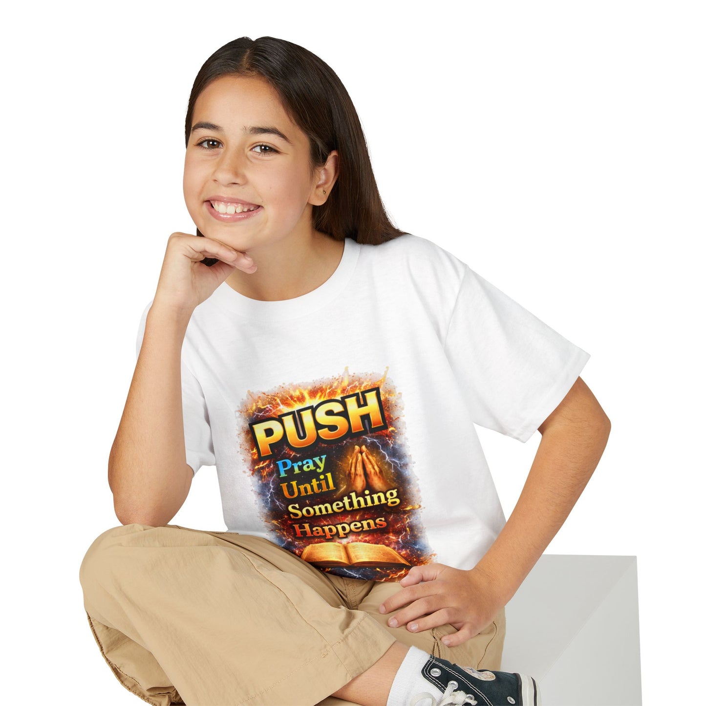 "Push: Pray Until Something Happens" Youth T-shirt - Bible