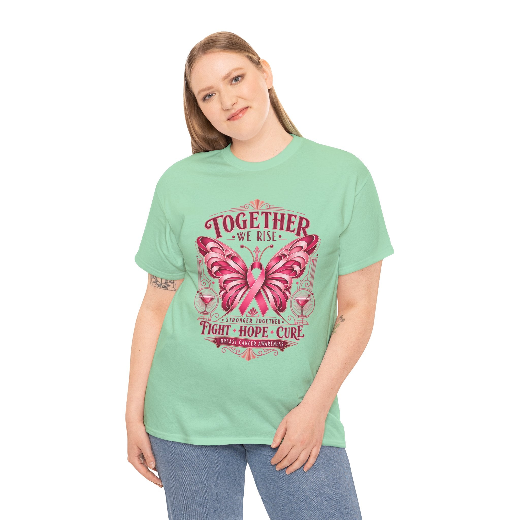 Together We Rise Breast Cancer Awareness T-Shirt — Fight Hope Cure Tee