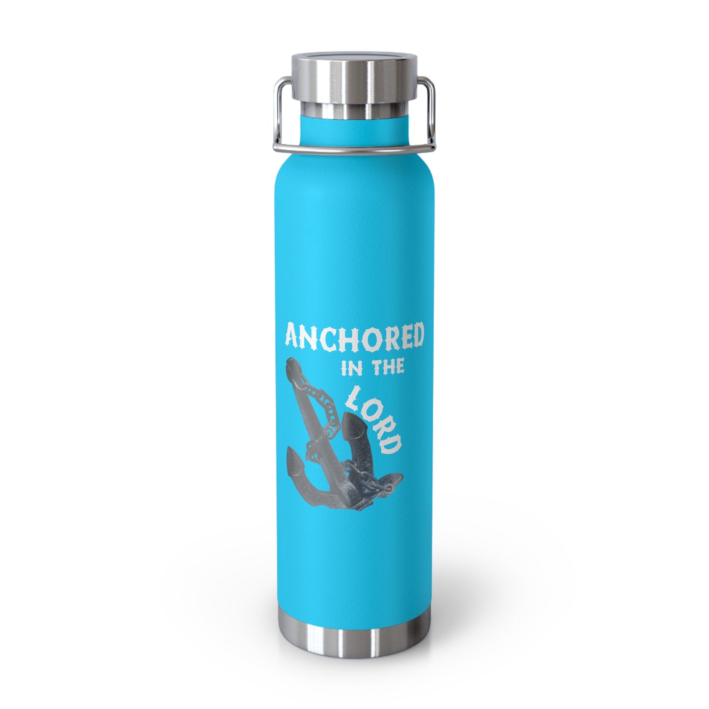 "Anchored in the Lord" 22oz Insulated Water Bottle — White