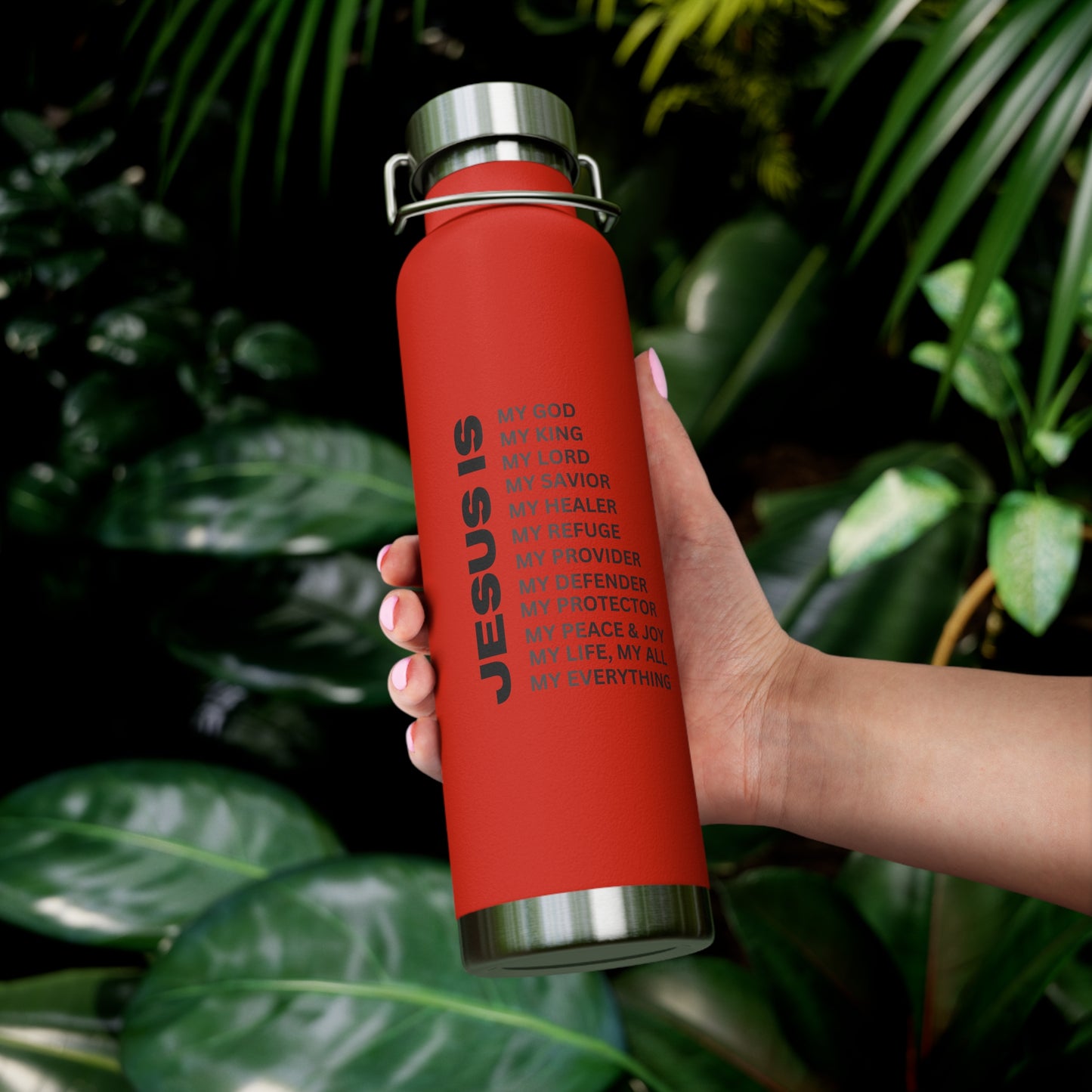 Christian JESUS IS 22oz Insulated Water Bottle - Black