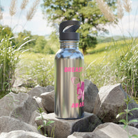 Breast Cancer Butterfly Awareness Stainless Steel 20oz Water Bottle With Straw