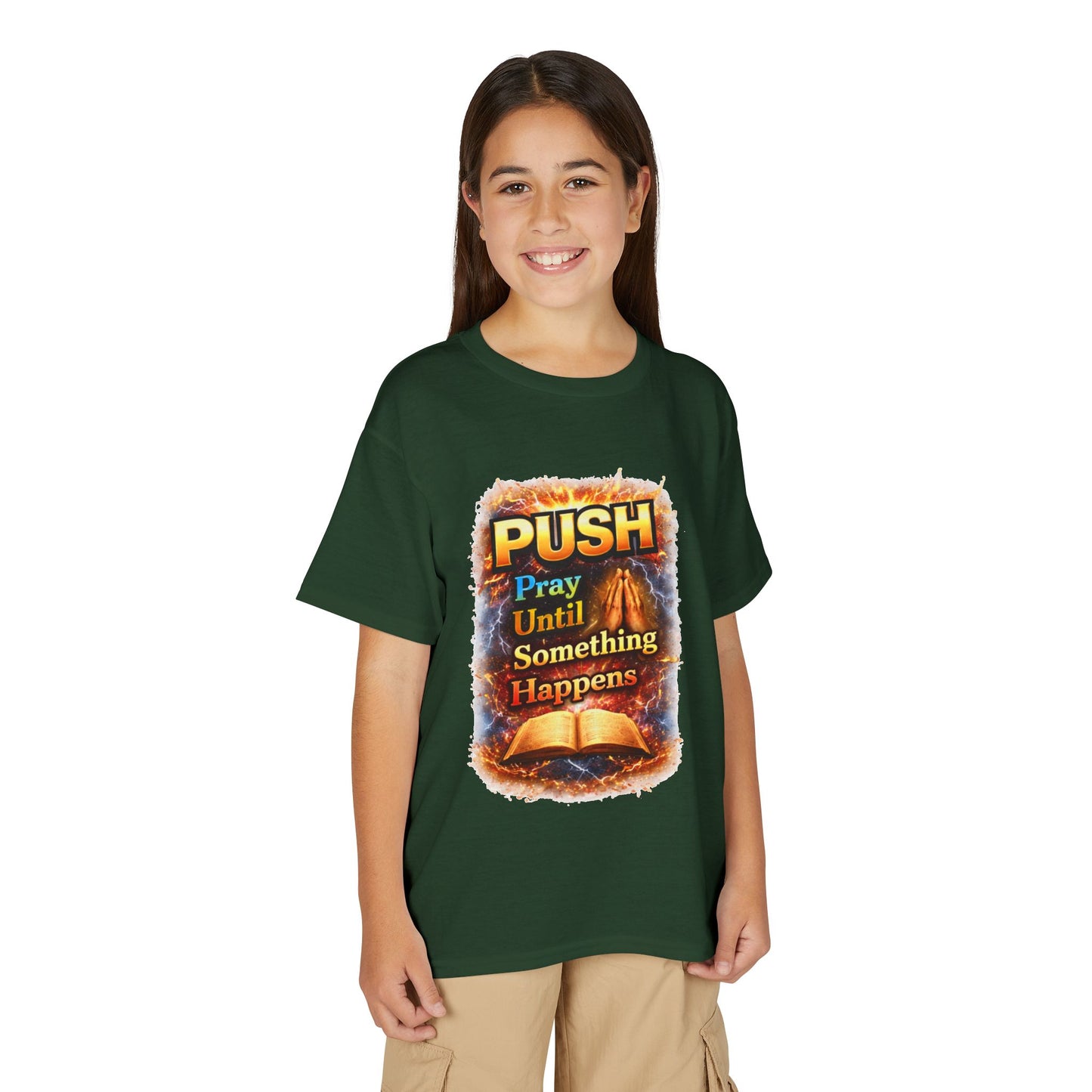 "Push: Pray Until Something Happens" Youth T-shirt - Bible